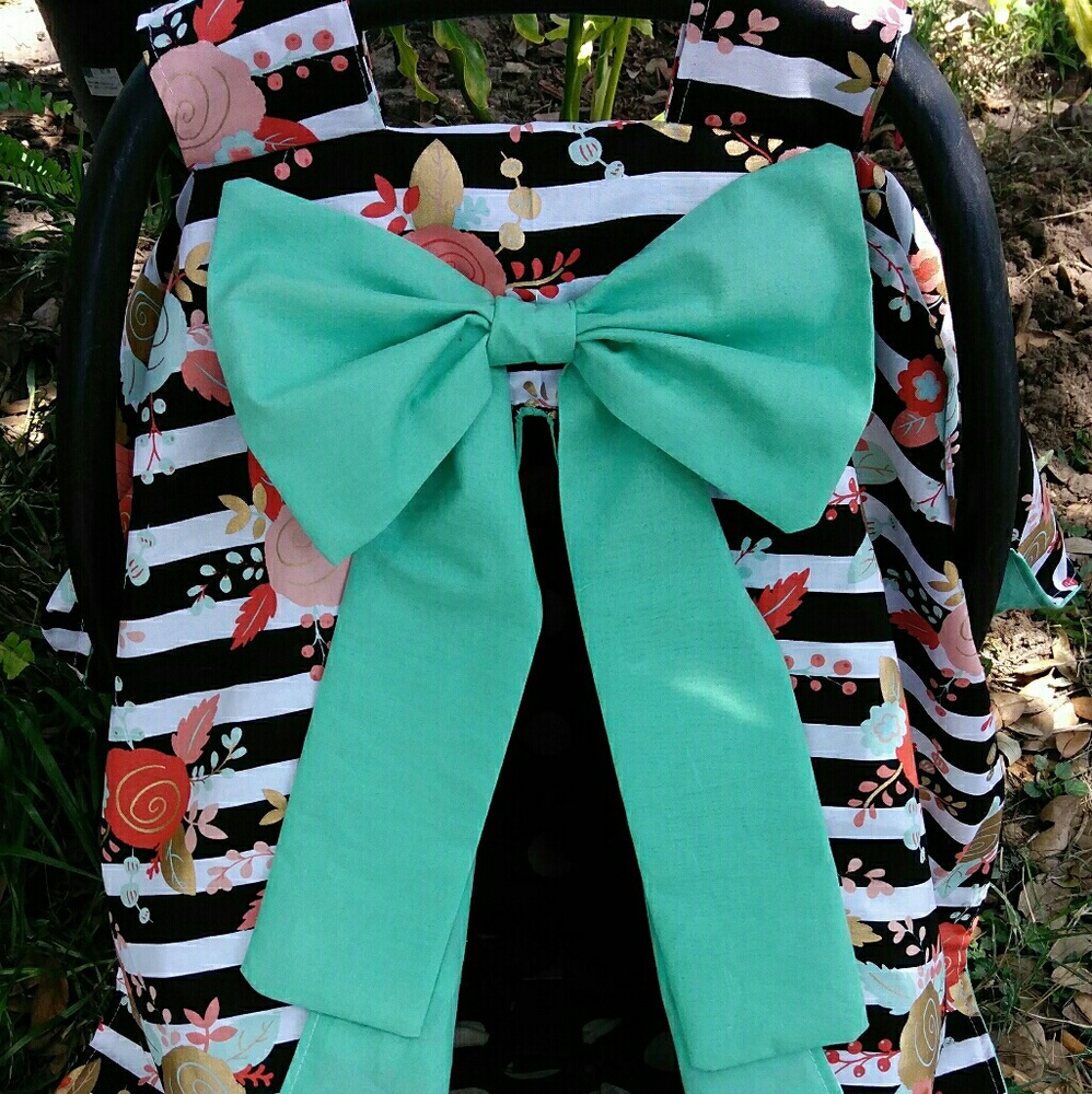 Cute Mint, striped and floral carseat canopy